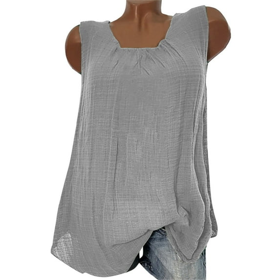 Zeceouar Plus Size Summer Tops for Women Tops Dressy Casual Womens Cotton Linen Sleeveless Baggy T-shirt Vest Tee Blouse Tank Tops Plus Size Workout Tops for Women
