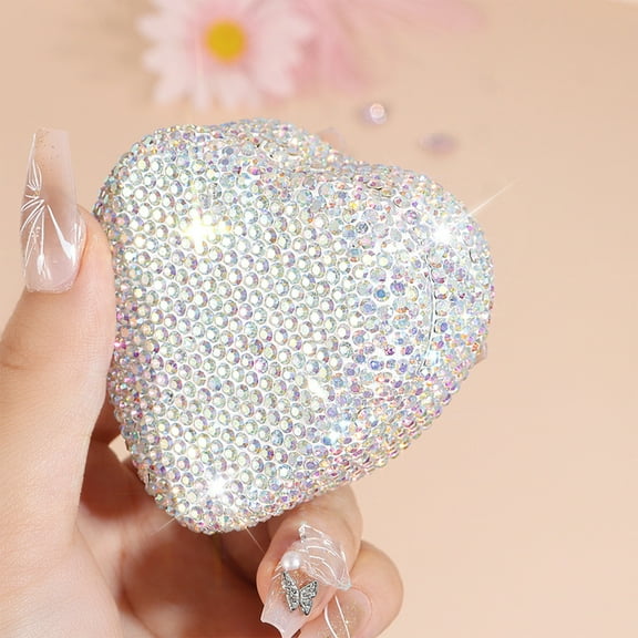 Jewelry Organizers and Storage QTOCIO Zipper Portable Earring Ring Jewelry Display Storage Box Case Travel Organizer with Bling Crystals