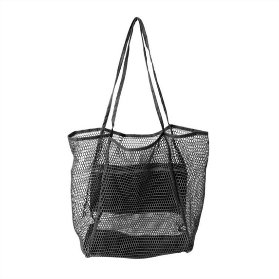Kbndieu Black Mesh Beach Tote Bag Womens Shoulder Handbag for Travel Vacation Gym