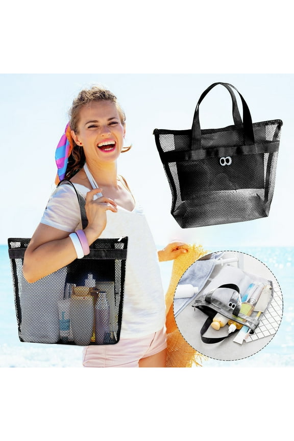 Waterproof Mesh Beach Bag Sandproof Travel Tote Bag for Women Swim Pool Bag Shoulder Handbag for Gym Grocery Travel