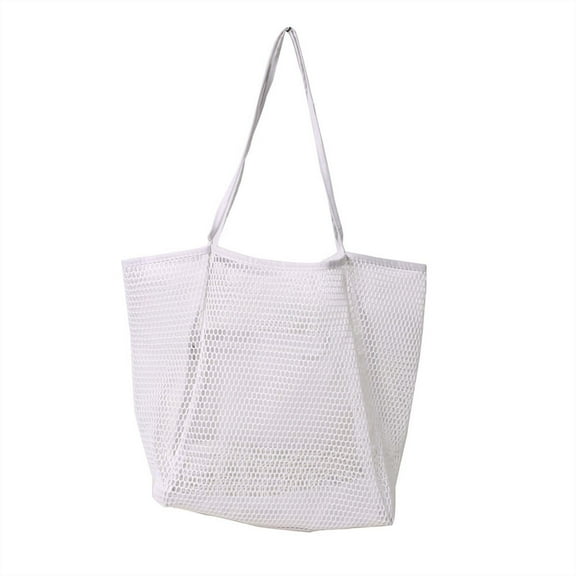 Summer Savings Clearance Kbndieu White Mesh Beach Tote Bag Womens Shoulder Handbag for Travel Vacation Gym
