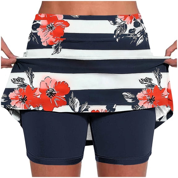 Summer ! KeFaWanJu Skorts for Women Dressy Casual Floral Print Skirt Shorts Skorts for Running Tennis Sport