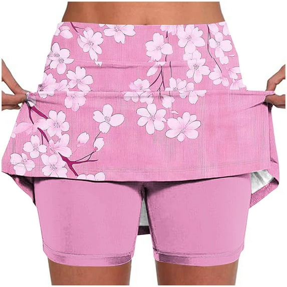 Summer ! KeFaWanJu Skorts for Women Dressy Casual Floral Print Skirt Shorts Skorts for Running Tennis Sport