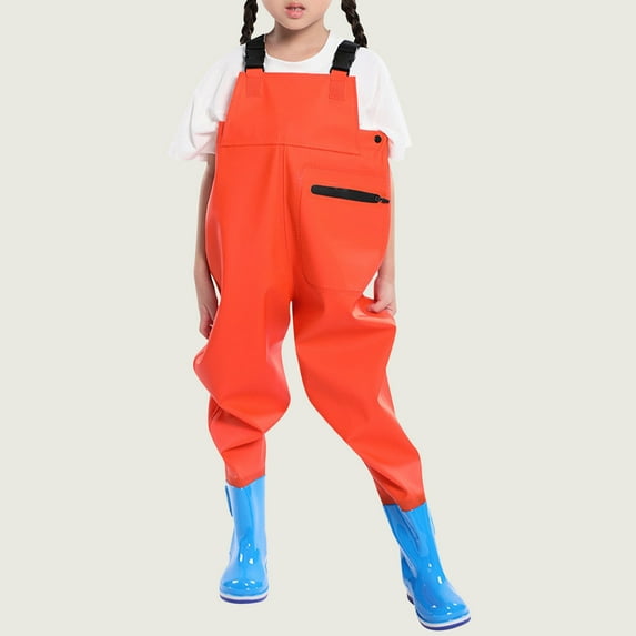 Kids Waterproof PVC Wading Pants with Non-Slip Soles for Beach Play and Fishing