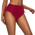 thumbnail image 1 of LADIGASU Women Solid Color High Waisted Sexy Drawstring Pleated Swimsuit, 1 of 4