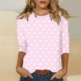 thumbnail image 1 of LADIGASU Women's Casual Print Round Neck 3/4 Sleeve T-shirt Blouse, 1 of 5