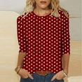thumbnail image 1 of LADIGASU Women's Casual Print Round Neck 3/4 Sleeve T-shirt Blouse, 1 of 5