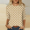 thumbnail image 1 of LADIGASU Women's Casual Print Round Neck 3/4 Sleeve T-shirt Blouse, 1 of 5