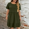 thumbnail image 1 of LADIGASU Women's Plus Size Casual Solid Short Sleeved Round Neck Dress, 1 of 8