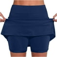 thumbnail image 1 of LADIGASU Women's Solid Color Mid-waist Skirt Pants Sports Casual Shorts Bottoming Skirt Pants, 1 of 5