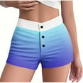 thumbnail image 1 of LADIGASU Women's Summer Striped Elastic Waist Button High Waist Slim Pajamas Shorts, 1 of 5