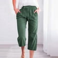 thumbnail image 1 of LADIGASU Womens Casual Color Elastic Loose Pants Capris With Pocket, 1 of 6