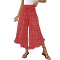 thumbnail image 1 of LADIGASU Ladies' Casual Polka Loose High Waist Cinched Waist Wide Leg Pants Cropped Pants, 1 of 5