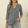 thumbnail image 1 of LADIGASU Ladies' Printed V-neck Three Quarter Sleeve 3/4 Sleeve T-shirt, 1 of 6