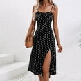 thumbnail image 1 of LADIGASU Ladies Summer Casual Sexy Hanging Strap Split Printed Round Neck Dress, 1 of 7