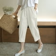 thumbnail image 1 of LADIGASU Loose Pants High Waist Wide Leg Pants Casual Linen Carrot Pants Cropped Pants, 1 of 6