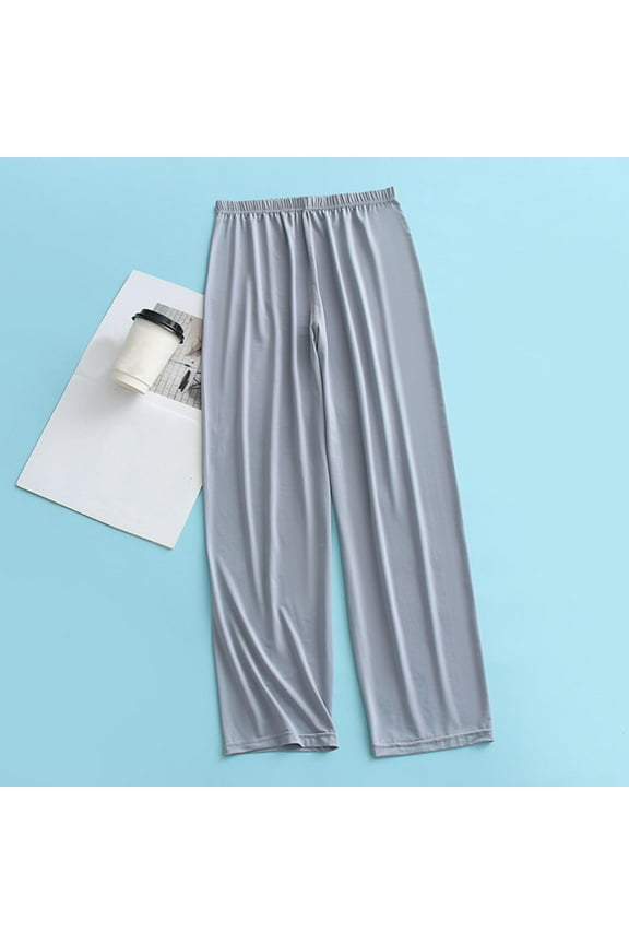 Man Fashion Solid Color Sleeping Pants Loose Shorts Pajamas Full Length Pants