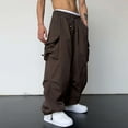 thumbnail image 1 of Summer Savings Clearance! LADIGASU Men Fashion Solid Casual Drawstring Elastic Waist With Pocket Trousers Sport Cargo Pants, 1 of 9