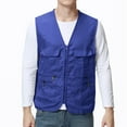 thumbnail image 1 of LADIGASU Men Solid-Color Convenient Workwear Outdoor Zipper Multi-Pocket V-Neck Tank Top, 1 of 7