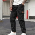 thumbnail image 1 of LADIGASU Men's Casual Solid Pants With Drawstring And Multiple Pockets Small Leg Pants, 1 of 6