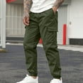 thumbnail image 1 of LADIGASU Men's Casual Solid Pants With Drawstring And Multiple Pockets Small Leg Pants, 1 of 6