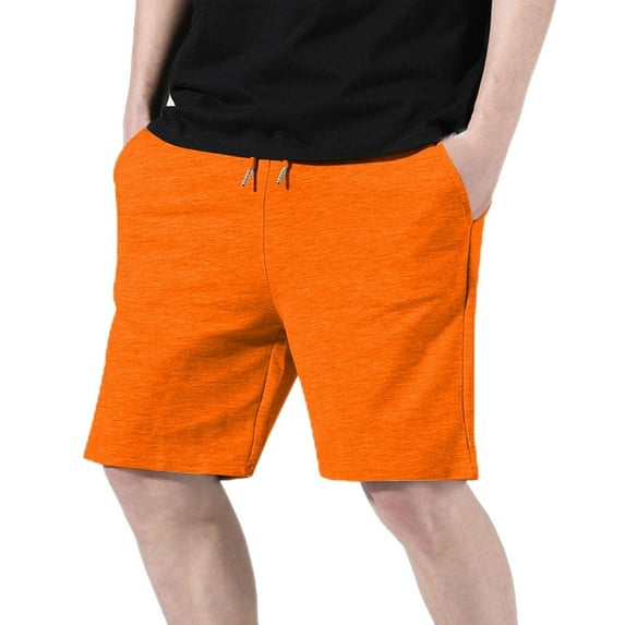 LADIGASU Men's Cotton Vintage Knitted Drawstring Elastic Waist Shorts Sports Knee Length Home Shorts