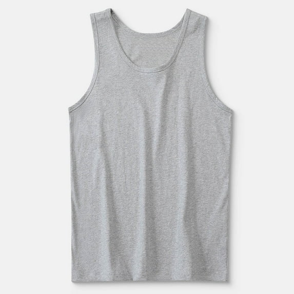 LADIGASU Men's Comfy Solid Short Sleeve Round-Neck Regular Pullover Tank