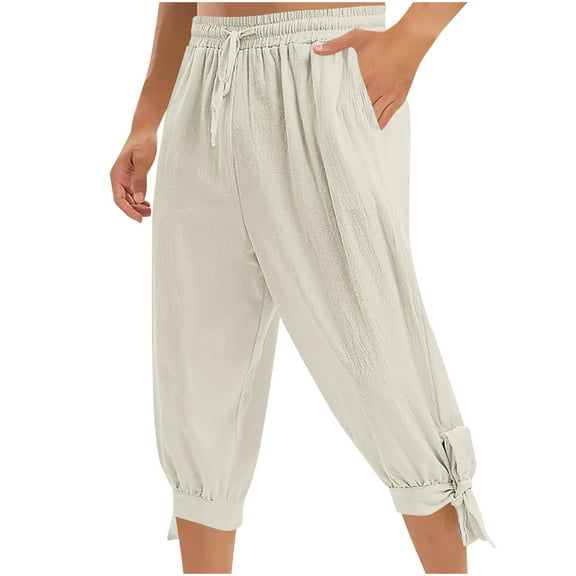 LADIGASU Men'sCasual Cotton And Linen Ankle Strap Mid Length Pants Medieval Pirate Pants