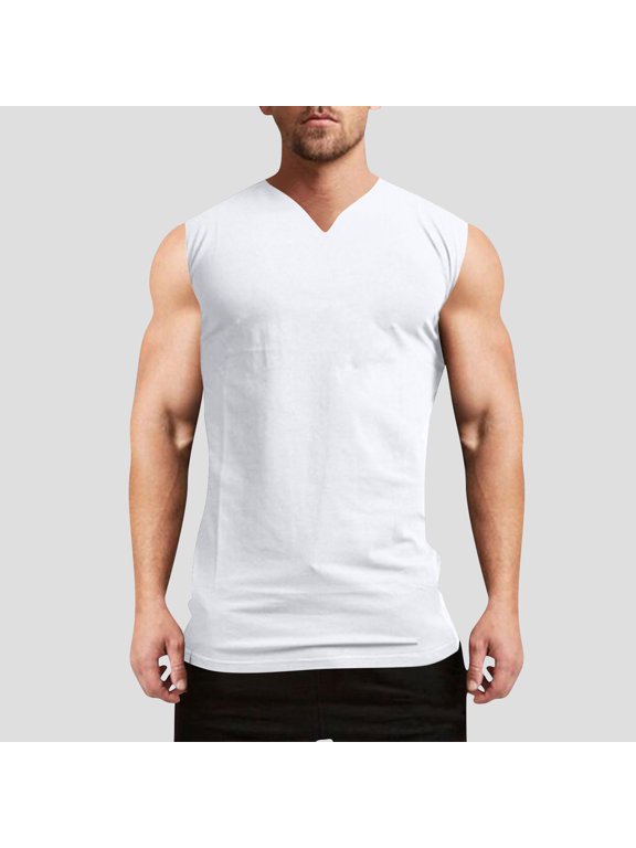 Men's Solid Color Elasticity Casual Fitness Sport Permeability V Neck Tank Tops