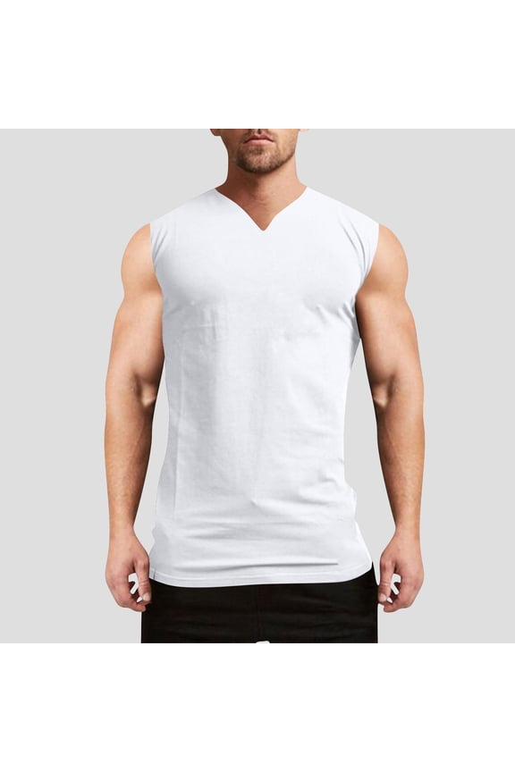Men's Solid Color Elasticity Casual Fitness Sport Permeability V Neck Tank Tops