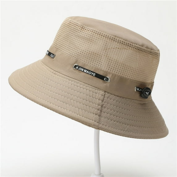 LADIGASU Men's Solid Color Drawstring Sun Hat Fisherman Hat Beach