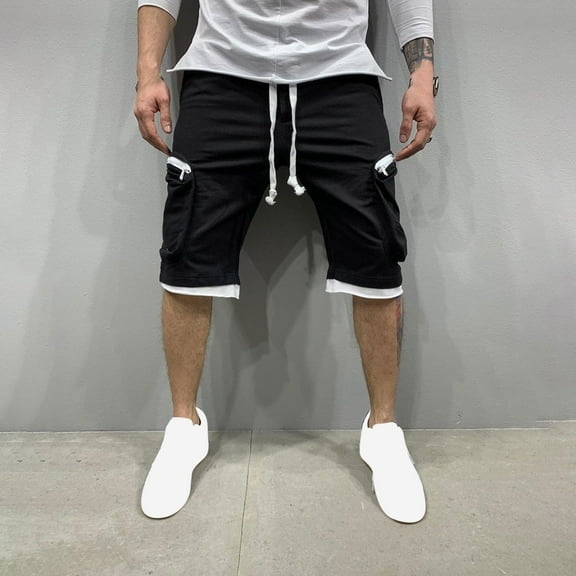 LADIGASU Men's Summer able Multi Pocket Design Loose Straight Work Shorts