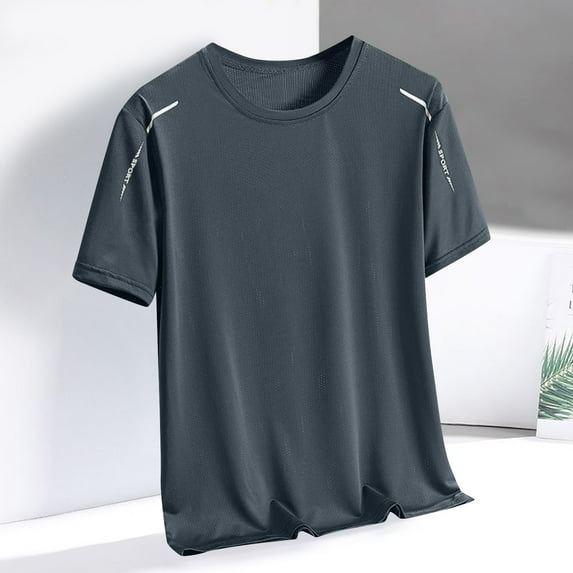 LADIGASU Men's SummerTrendy Lightweight Ice Silk Texture Loose Short Sleeved T-shirt