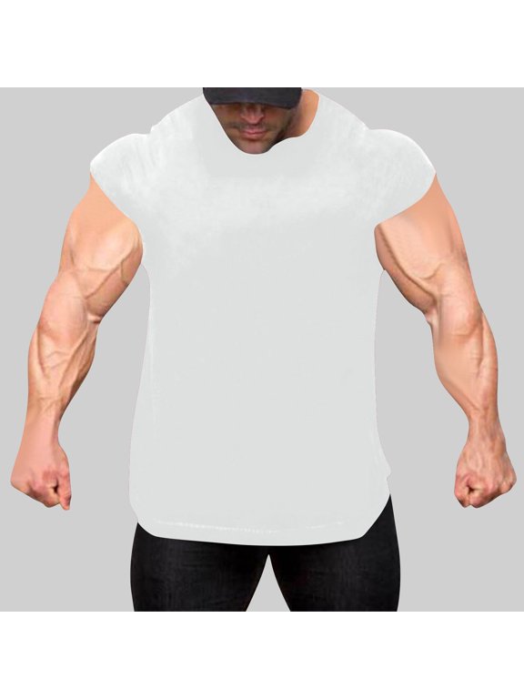 Men's Vintage Solid Color Casual Fitness Sport Permeability Round Neck Tank