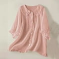 thumbnail image 1 of LADIGASU Plus Size Women's Summer Tops Short Sleeve Lace Pleated Round Neck Blouses Tunic Tops, 1 of 3