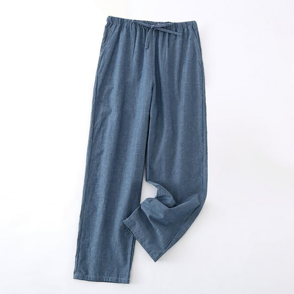 Men's Lightweight Loose-Fit Pajama Pants for Home and Lounge with Drawstring Waist and Pockets