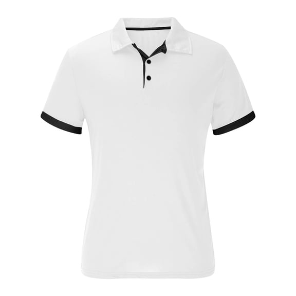 LADIGASU Summer Must-have Contrast Color Hem Short-sleeved Shirt Comfortable And Breathable Men's Casual Tops