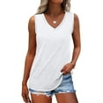 thumbnail image 1 of LADIGASU Summer Women Solid Color Round Neck Sleeveless Casual Tee Tank, 1 of 9