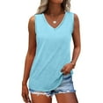 thumbnail image 1 of LADIGASU Summer Women Solid Color Round Neck Sleeveless Casual Tee Tank, 1 of 9
