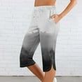 thumbnail image 1 of LADIGASU Women Solid Printing Elastic Waist Sports Casual Capris Pants With Side Pockets, 1 of 7