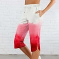 thumbnail image 1 of LADIGASU Women Solid Printing Elastic Waist Sports Casual Capris Pants With Side Pockets, 1 of 7