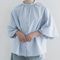 thumbnail image 1 of LADIGASU Women's Casual Buttoned 3/4 Sleeve Round-Neck Blouses Shirts, 1 of 4