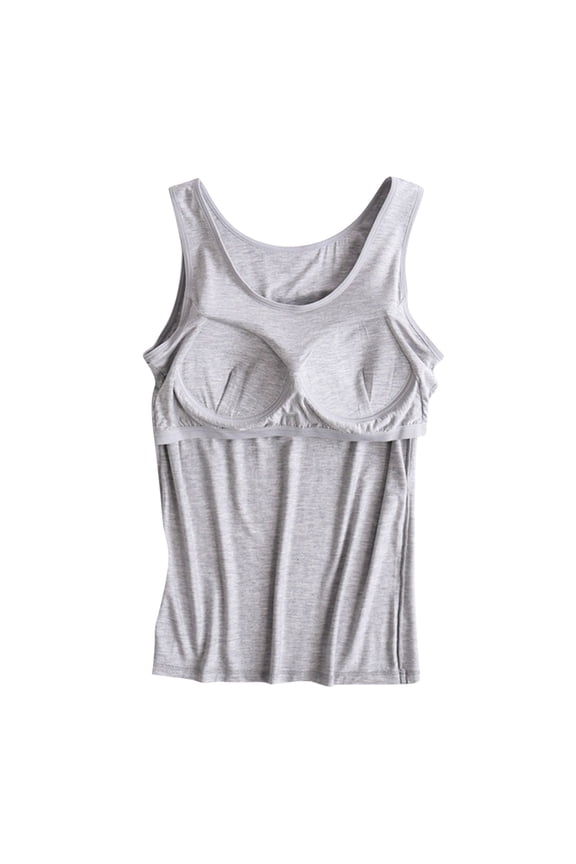 Women's Cotton Tank Top with Shelf Bra Adjustable Wider Strap Camisole Basic Cami Tanks