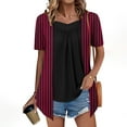 thumbnail image 1 of LADIGASU Women's Printed Fake Two Piece Short Sleeve Round-Neck Blouses Top, 1 of 7
