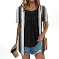 thumbnail image 1 of LADIGASU Women's Printed Fake Two Piece Short Sleeve Round-Neck Blouses Top, 1 of 7