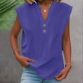 thumbnail image 1 of LADIGASU Women's Solid Button Shirt Female-Neck Loose T-shirt Blouse, 1 of 5