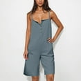 thumbnail image 1 of LADIGASU Women's Solid Color Loose Sleeveless Pocket Wide Leg Shorts Jumpsuit Overalls, 1 of 7