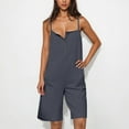 thumbnail image 1 of LADIGASU Women's Solid Color Loose Sleeveless Pocket Wide Leg Shorts Jumpsuit Overalls, 1 of 7