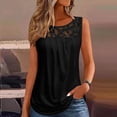 thumbnail image 1 of LADIGASU Women's Solid Lace Shirt Female Round Neck Loose T-shirt Blouse, 1 of 6