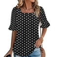 thumbnail image 1 of LADIGASU Women's Summer Printed Short Sleeve Round-Neck Blouses, 1 of 6